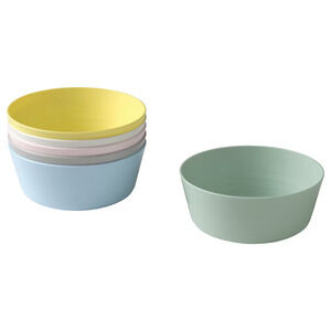 NEW IKEA KALAS 6 Piece Plastic Kid's Children's Babies Pastel Bowls Set Lot